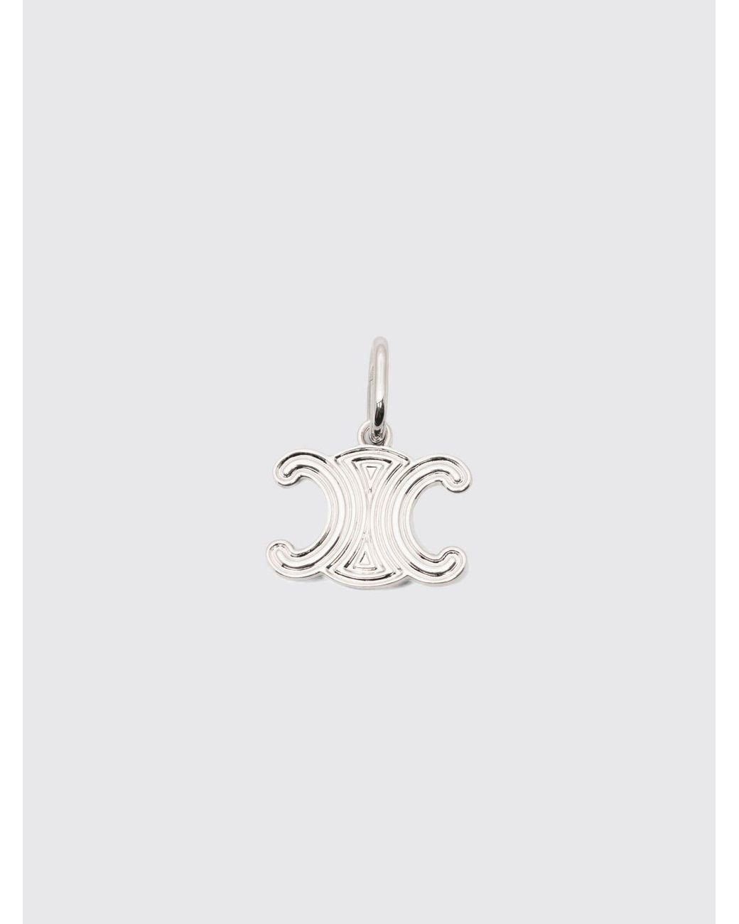 Céline White Triomphe Monogram Pendant