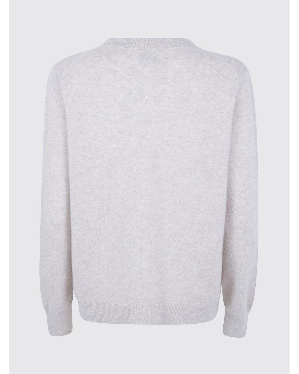 Kujten Gray V-Neck 100% Cashmere Jumper With Long Sleeves And Ribbed Trims