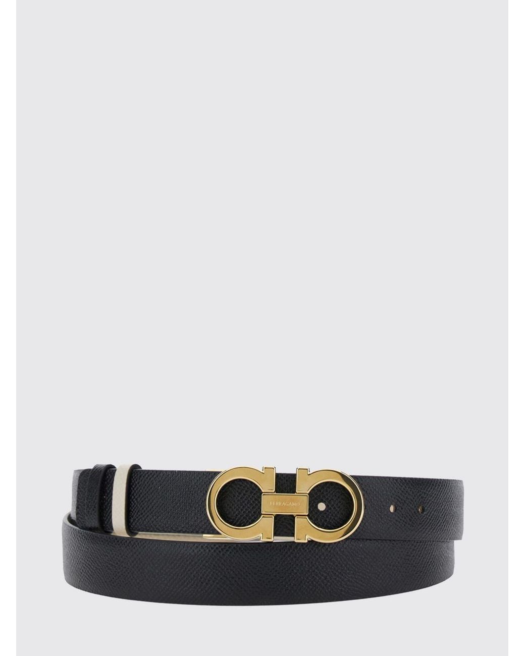 Ferragamo Natural Gancini Buckle Saffiano Leather Belt