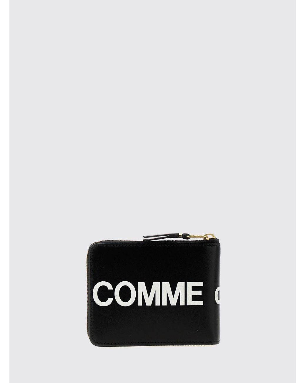 Comme des Garçons Black Bifold Calfskin Leather Wallet With Zip Closure for men