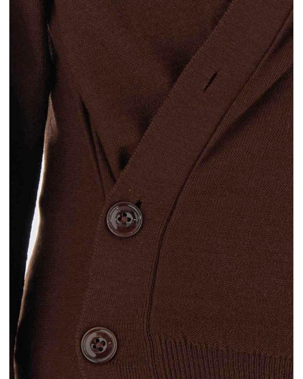 Lemaire Red Relaxed Fit Wool Blend V-Neck Cardigan With Buttons