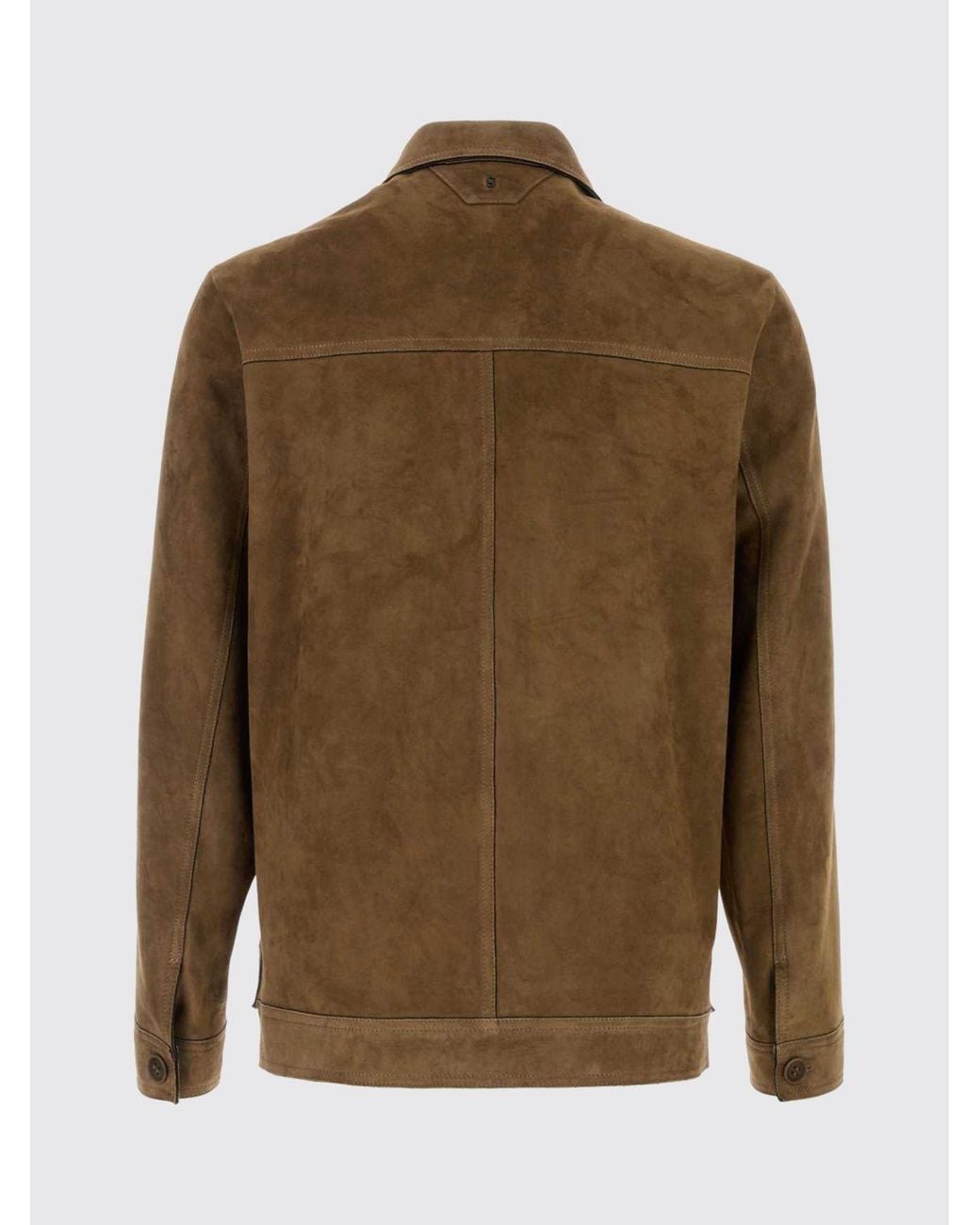 Salvatore Santoro Brown Suede Shirt Jacket With Patch Pockets for men