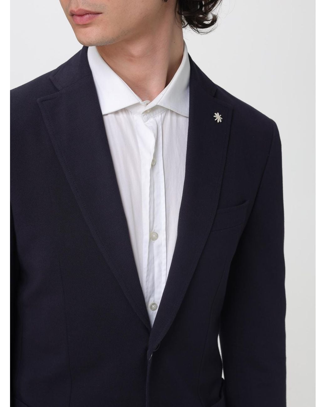 Manuel Ritz Blue Single-Breasted Blazer for men