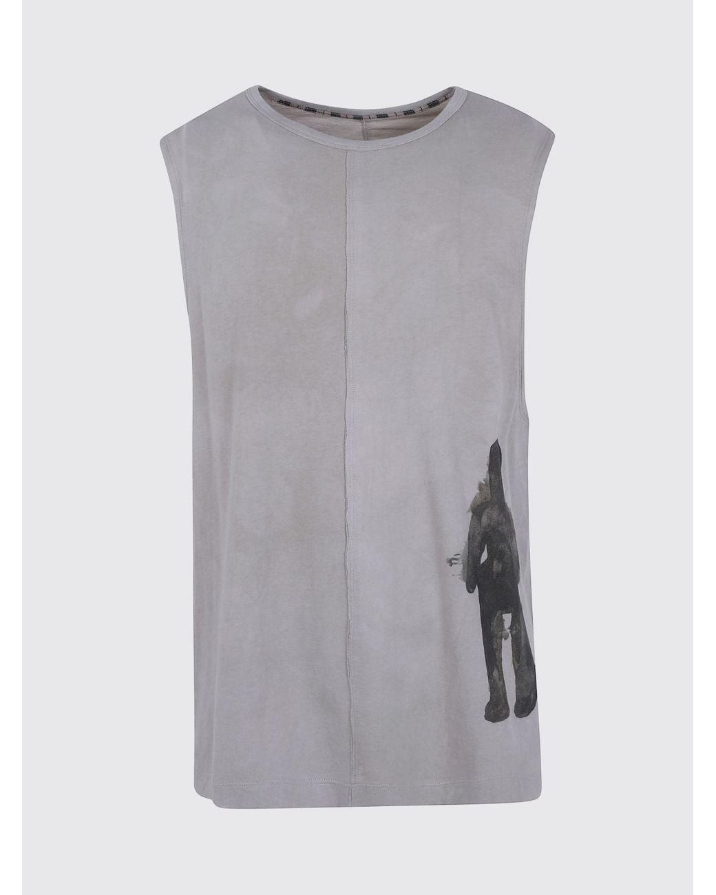 Ziggy Chen Gray Graphic Print 100% Cotton Tank Top With Crew Neck for men