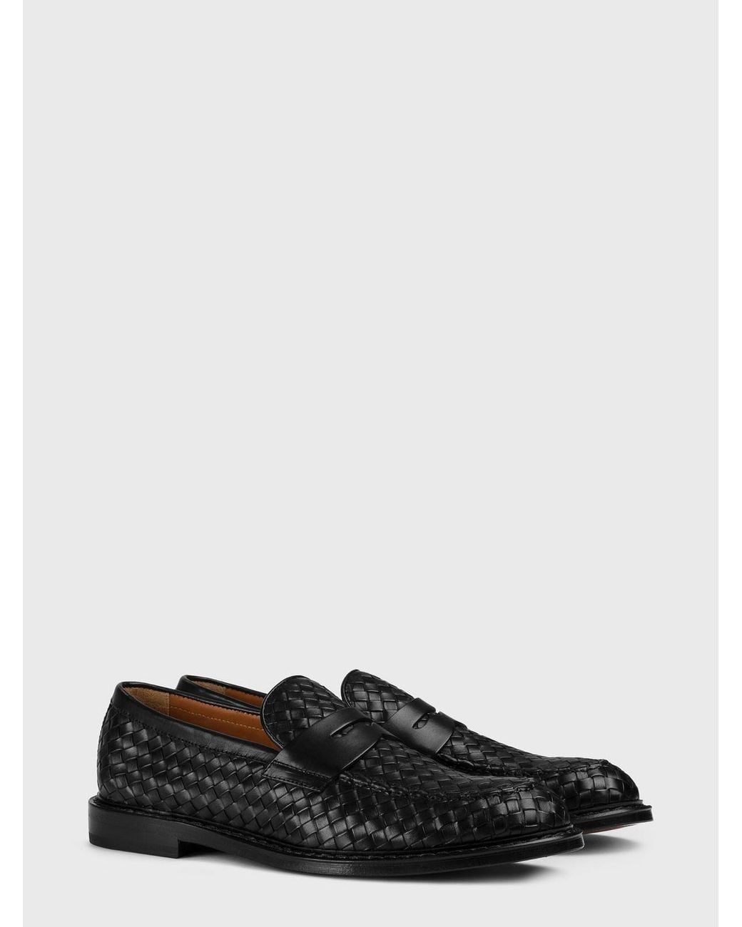 Doucal's White Woven Leather Loafers for men