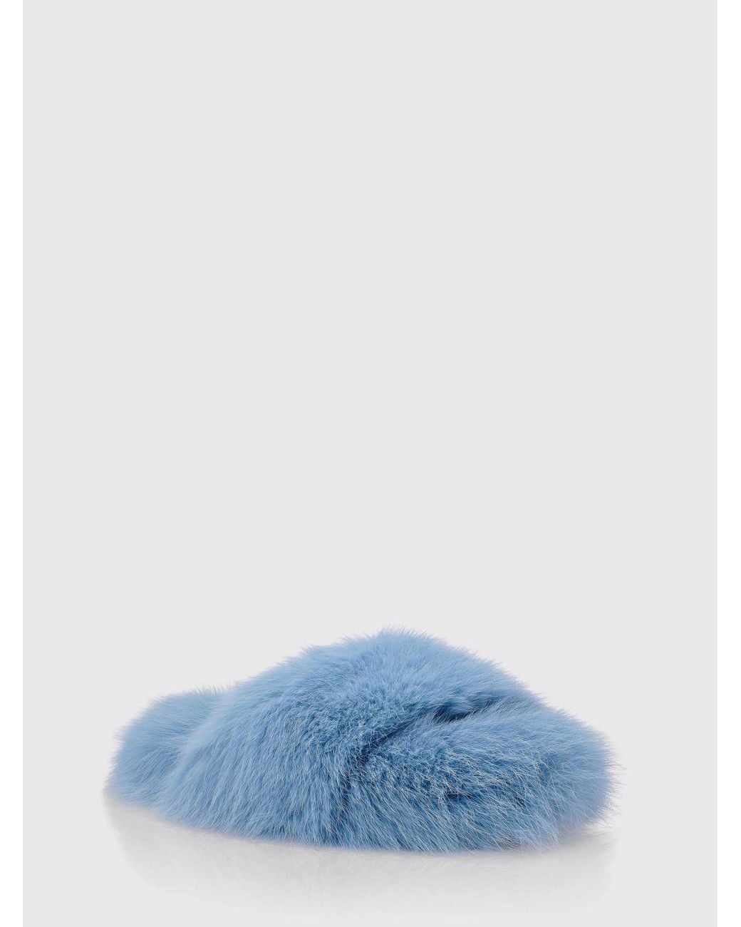 Philipp Plein Blue Solid Colour Fur Slide Sandals With A Low Heel