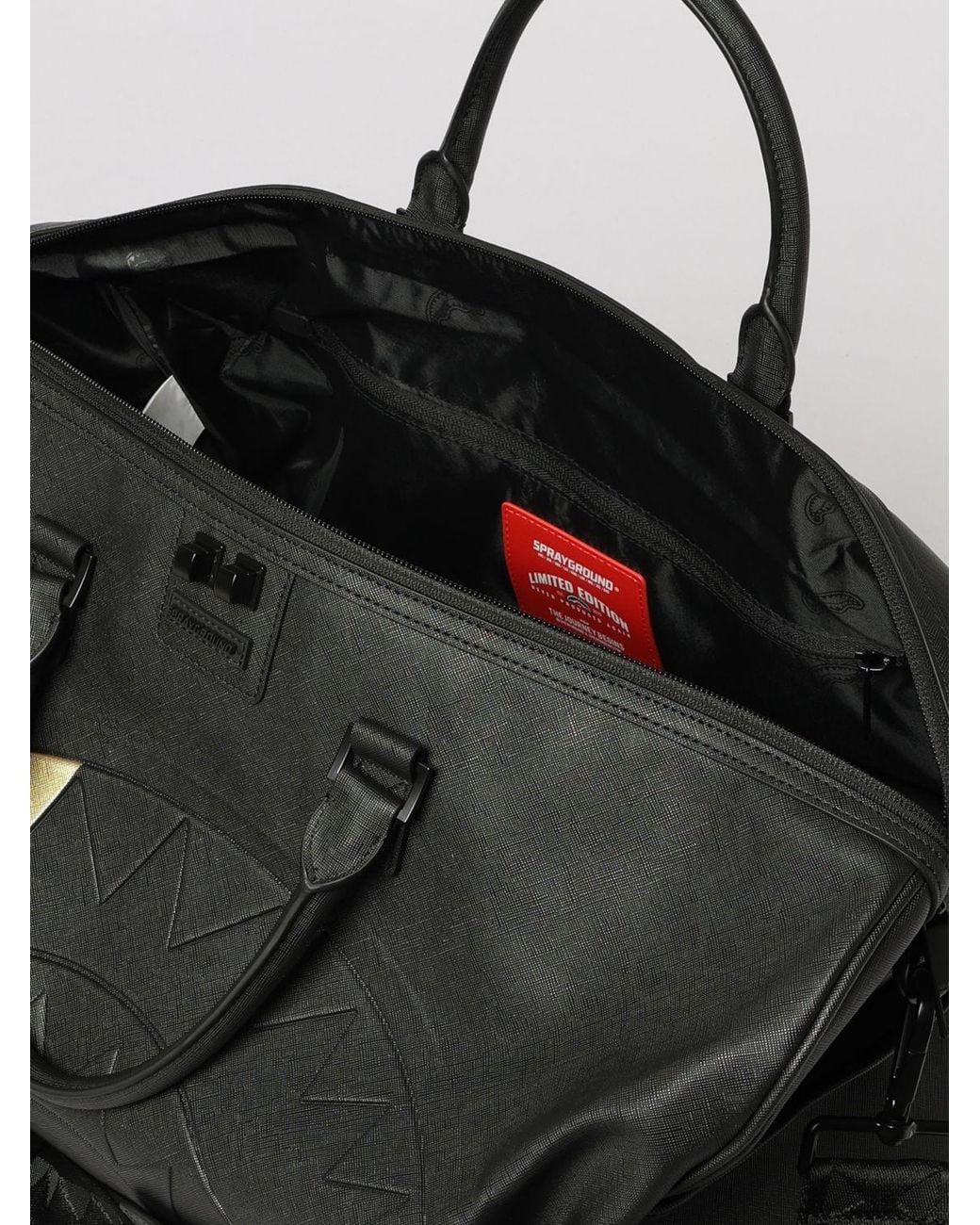 Sprayground Blacked Out Coated Cotton Travel Duffle Bag With Shoulder Strap for men