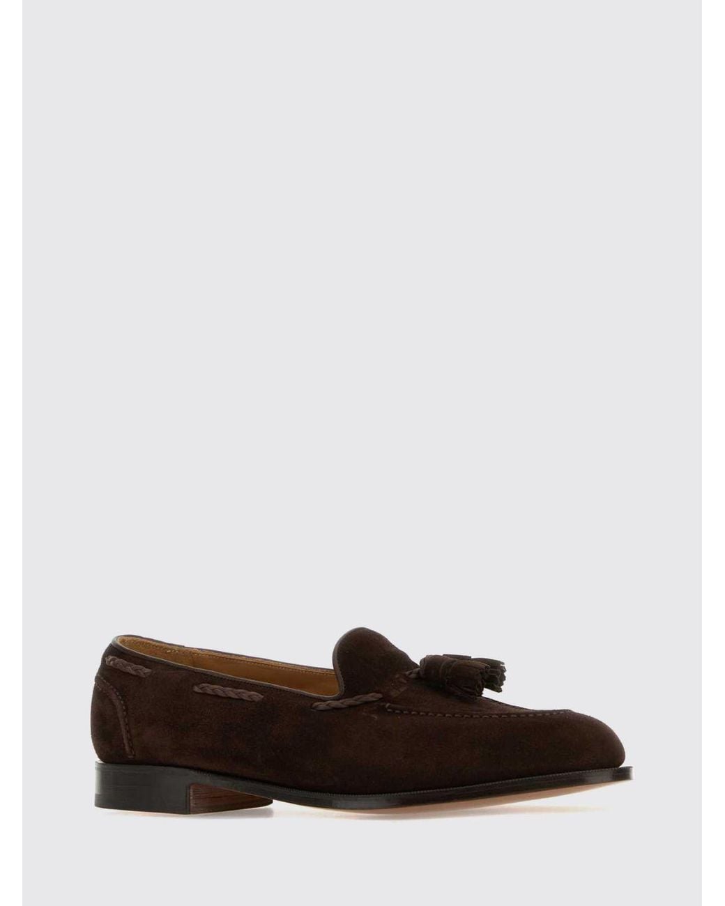 Edward Green White Belgravia Suede Loafers With Tassels for men