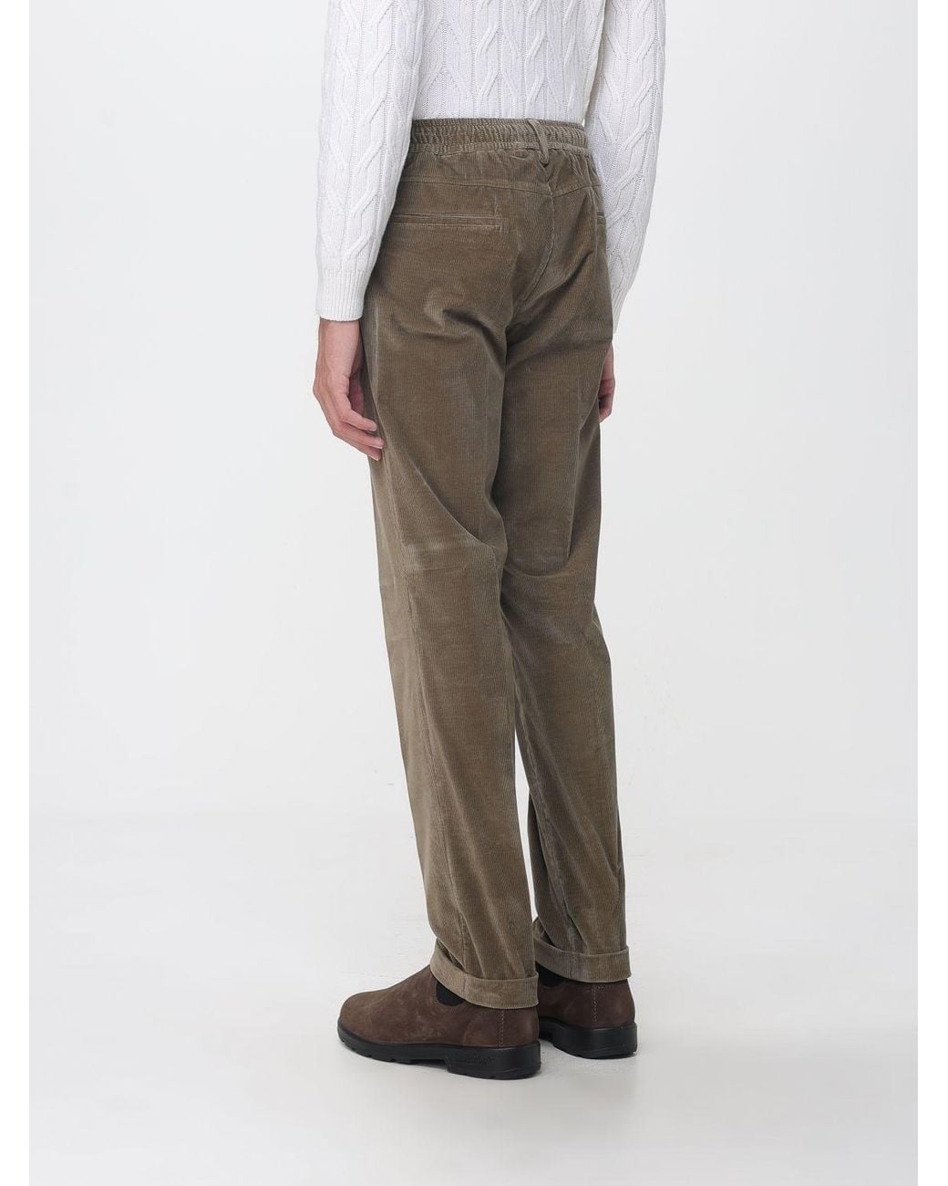 Luciano Barbera Gray Straight-Leg Corduroy Trousers With Drawstring for men