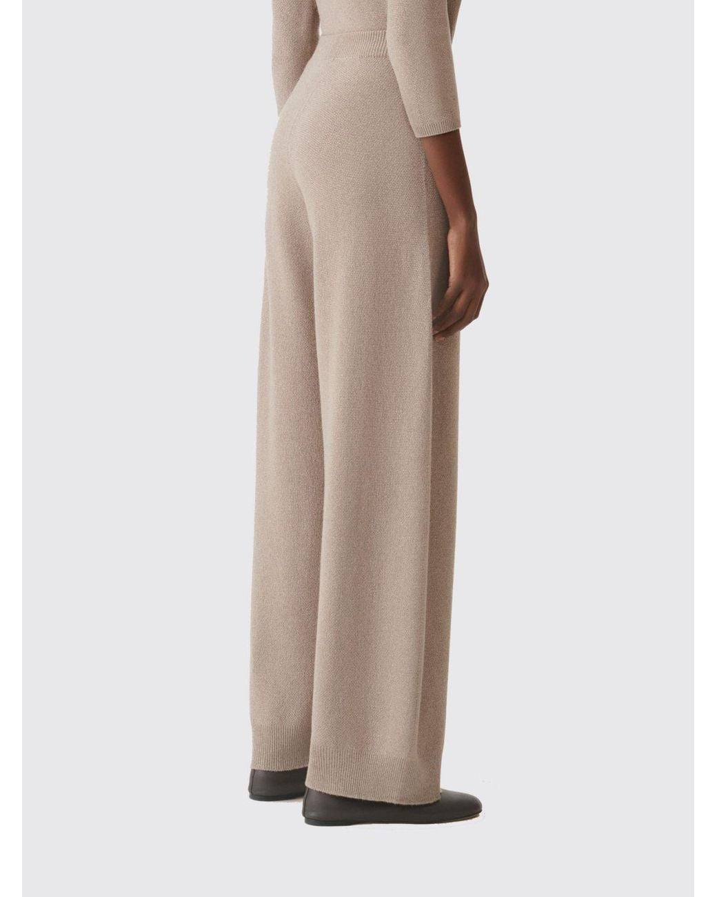 Fabiana Filippi Natural High-Waisted Wide-Leg Knit Trousers