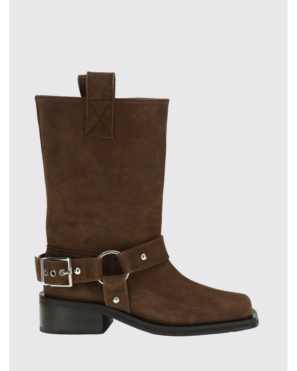 Ganni Brown Suede Biker Boots