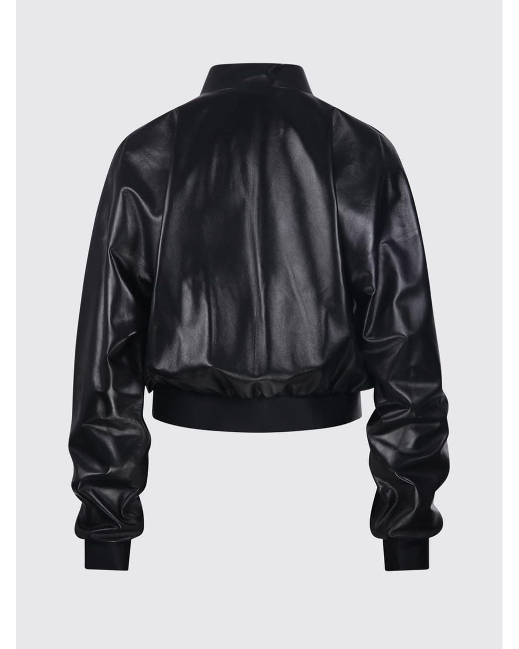 Gucci Black Nappa Leather Bomber Jacket With High Collar And Zip Closure