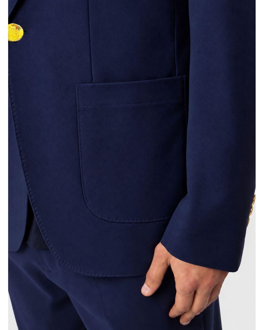Billionaire Blue Single-Breasted Blazer With Lapels And Embroidered Crest for men