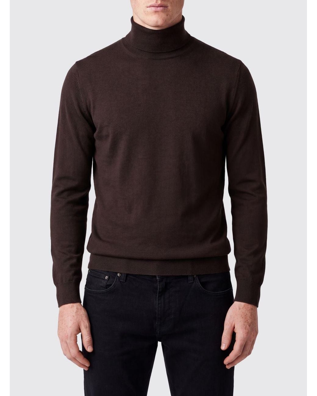Tagliatore Black 100% Wool Turtleneck Jumper With Ribbed Trims for men