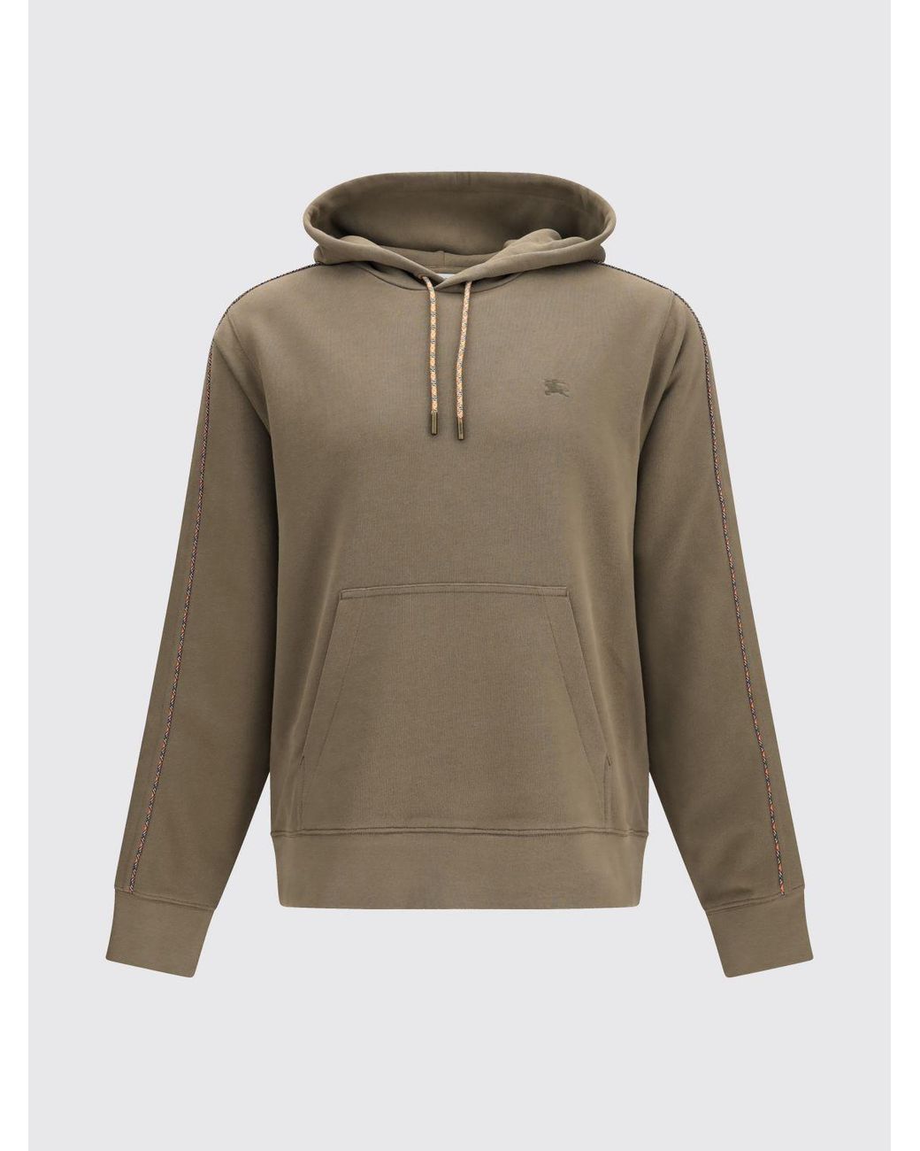 Burberry Green Cotton Hoodie With Tone-On-Tone Embroidered Ekd Logo for men