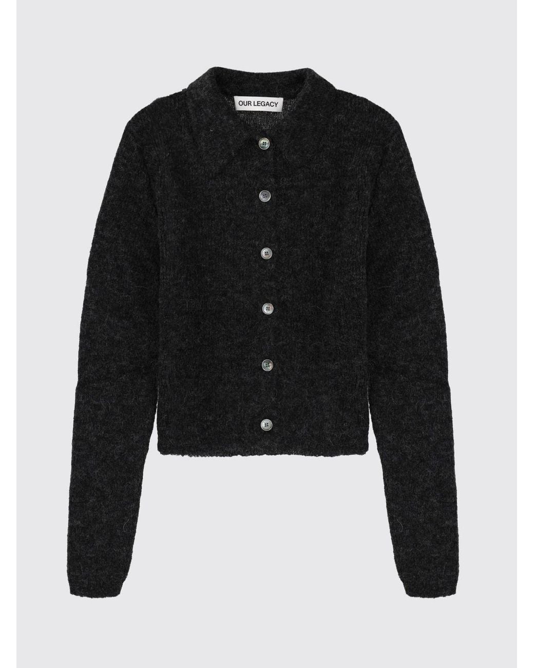 Our Legacy Black Wool Polo Cardigan