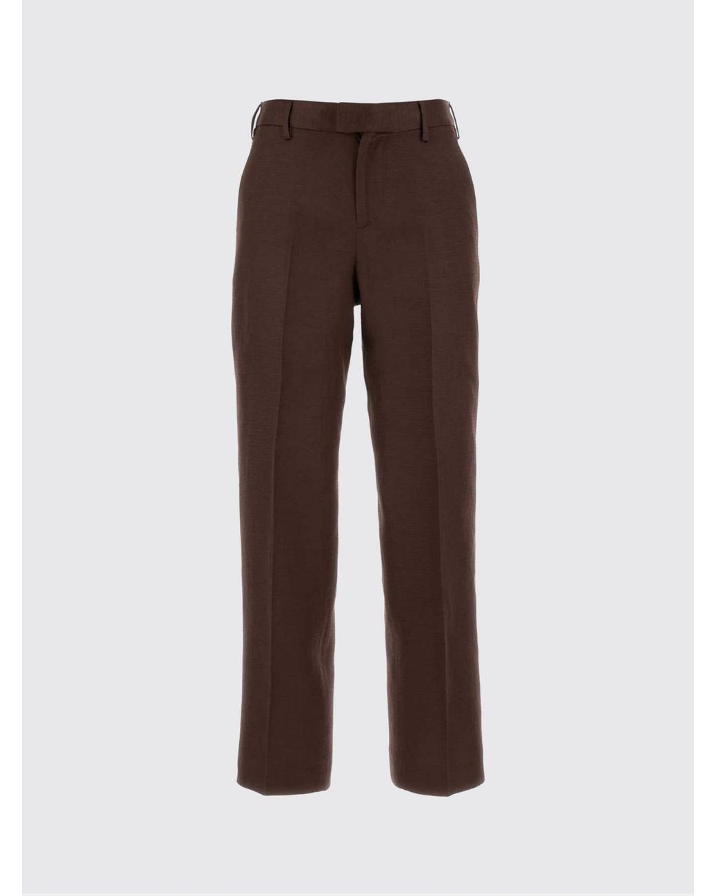 PT Torino Brown Classic Linen And Cotton Blend Trousers