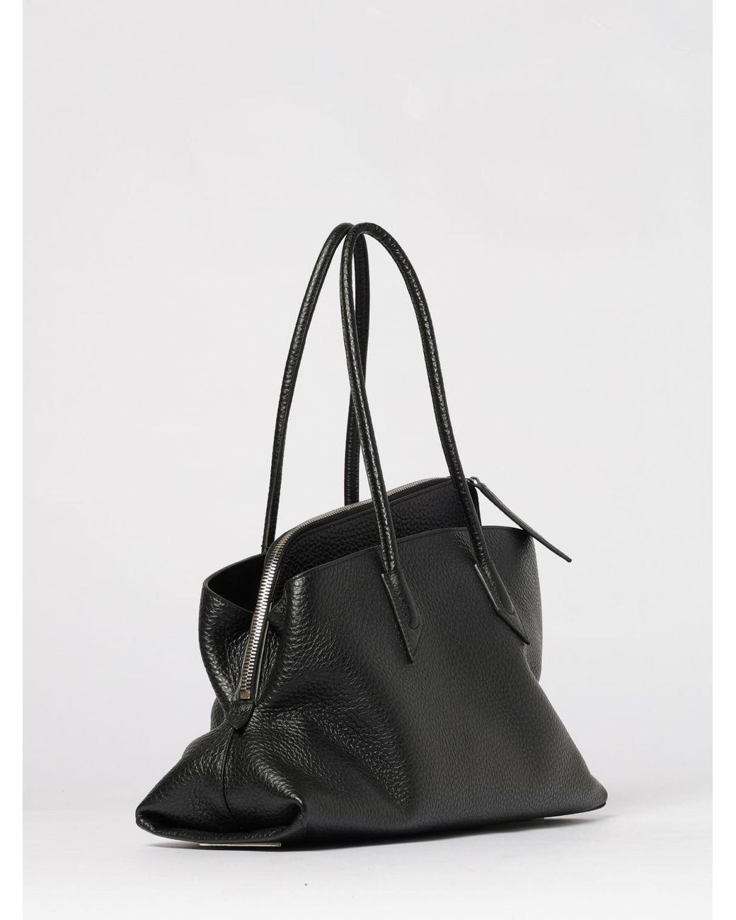 The Attico Black La Passeggiata Medium Grained Leather Bag