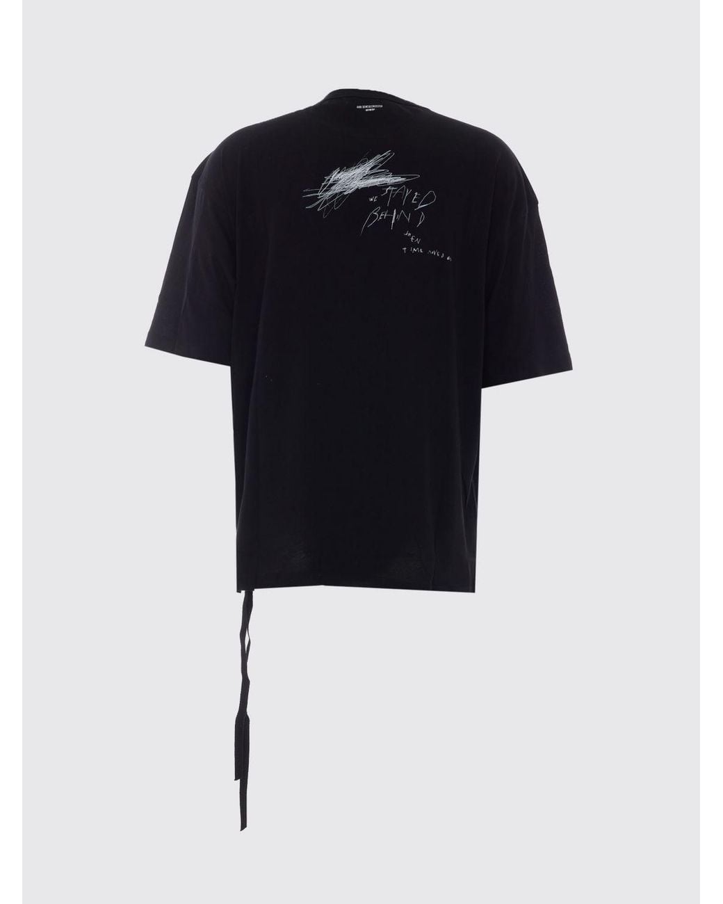 Ann Demeulemeester Black Relaxed Fit Cotton T-Shirt With Graphic Print for men