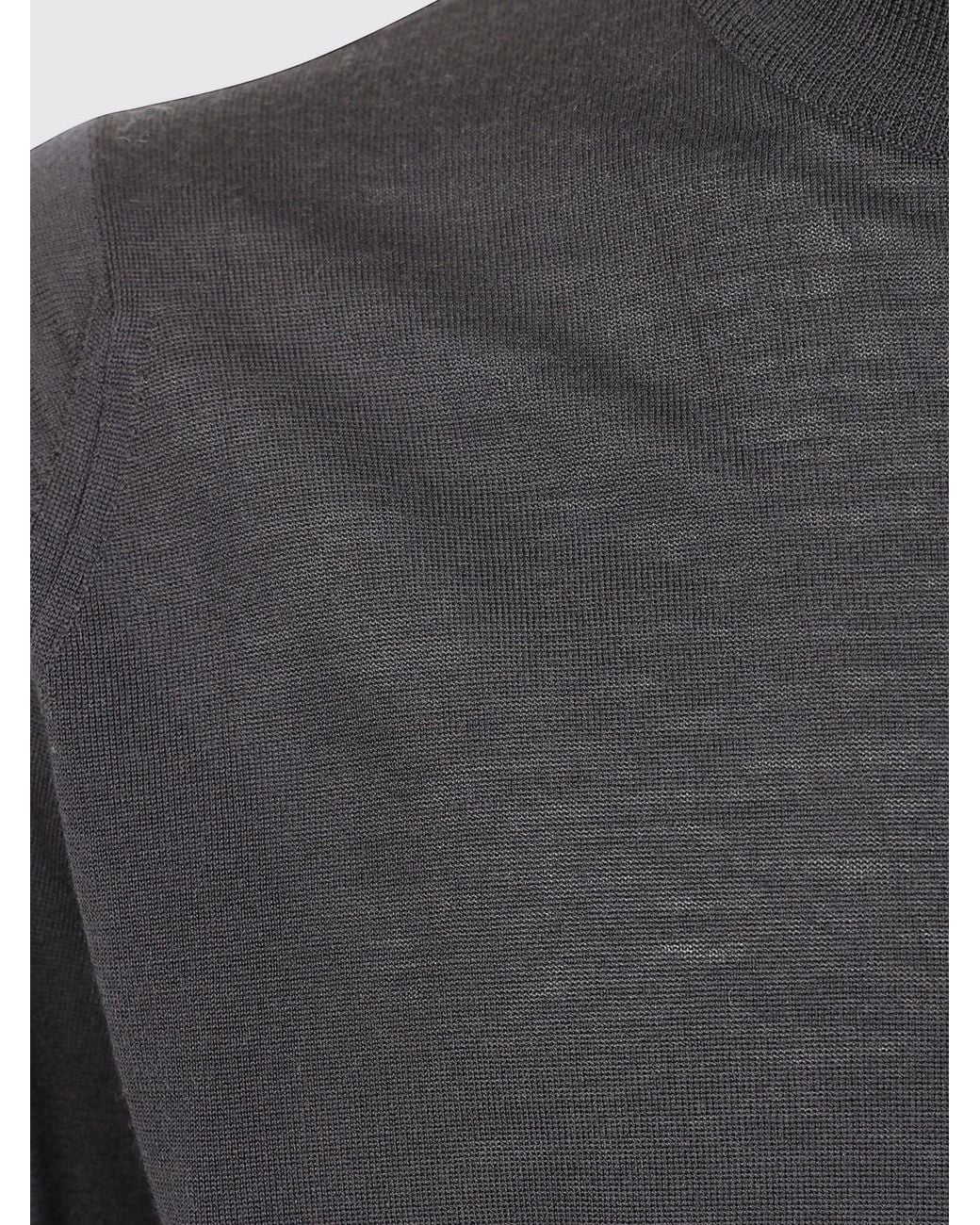 John Smedley Blue Mock Neck Jumper for men
