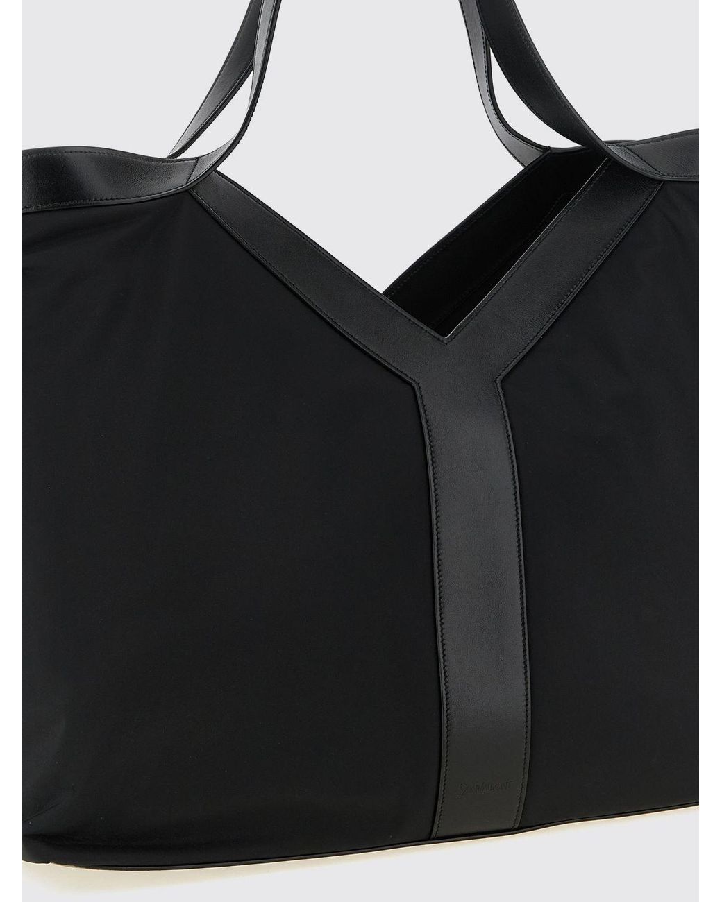 Saint Laurent Black Calfskin And Nylon Tote Bag With Double Handle for men