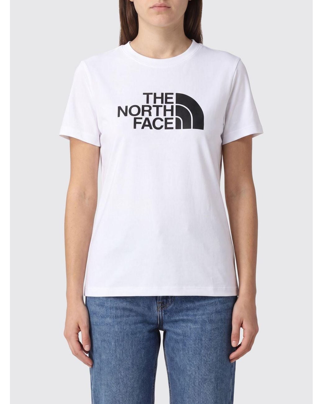 The North Face White Slim Fit Cotton T-Shirt With Contrast Logo