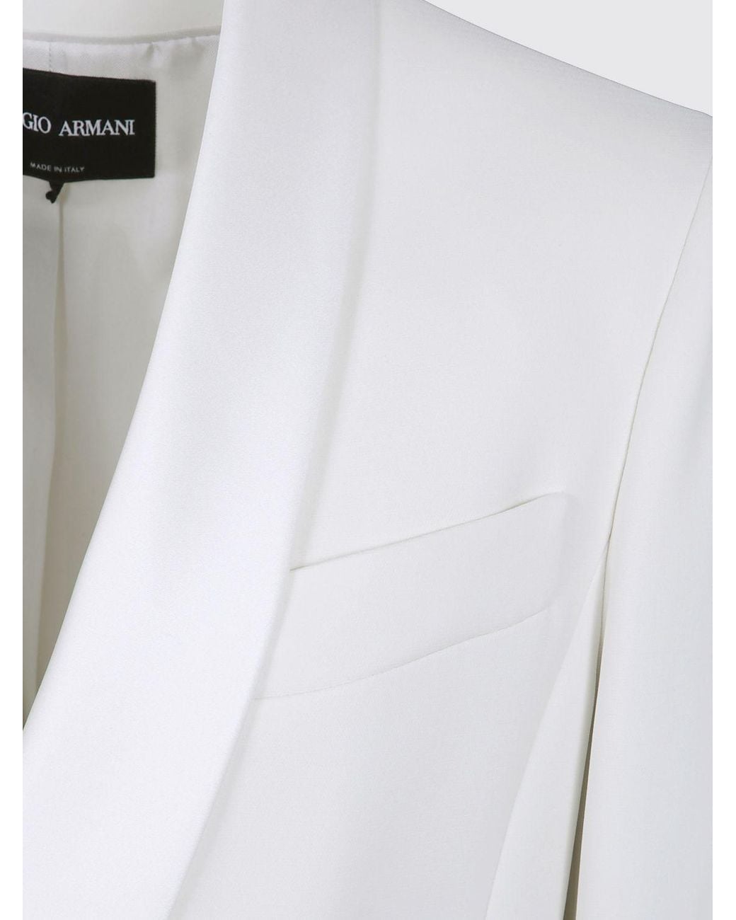 Giorgio Armani White Single-Breasted Silk Tuxedo Blazer With Shawl Collar