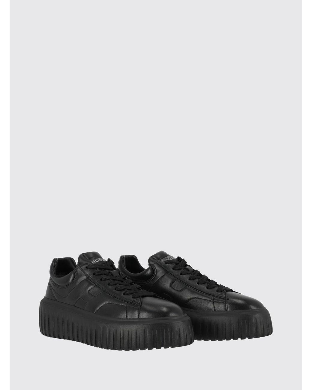 Hogan Black H-Stripes Smooth Calfskin Platform Trainers With Embossed Logo