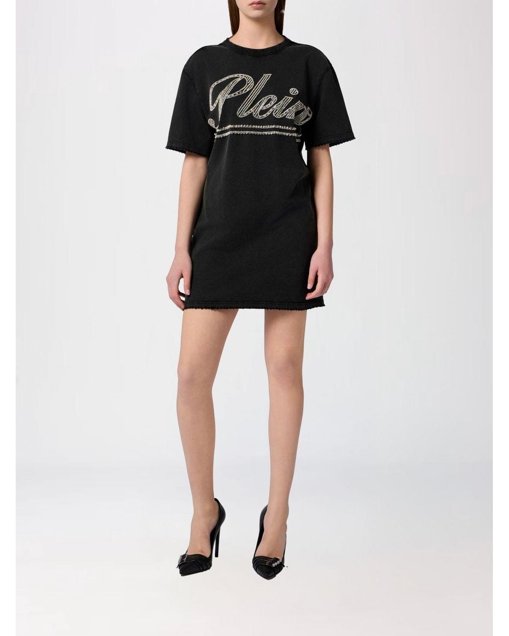 Philipp Plein Black Cotton Crew-Neck T-Shirt With Rhinestone Logo