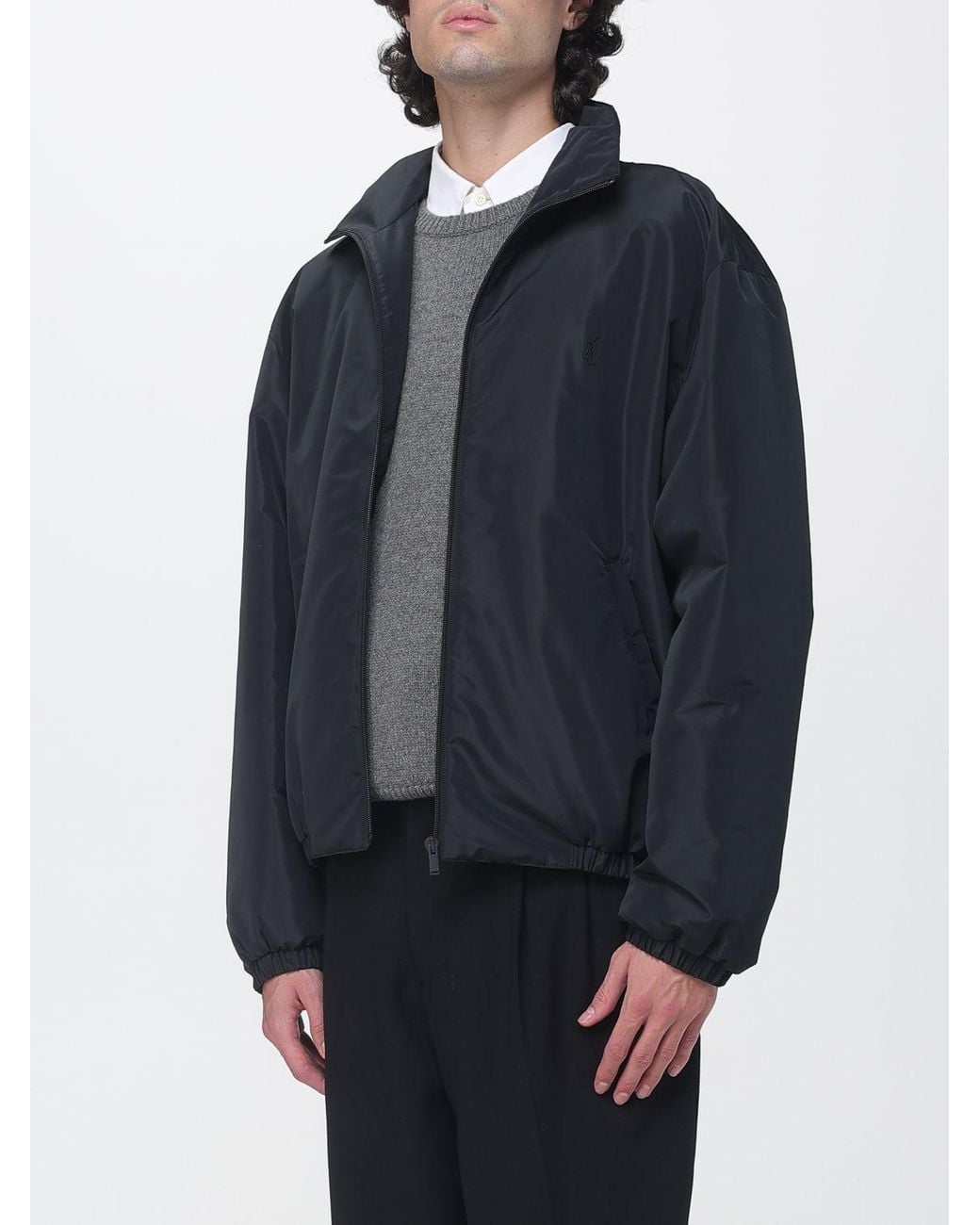 Saint Laurent Blue Cassandre Relaxed Fit Technical Fabric Bomber Jacket With Ysl Logo for men