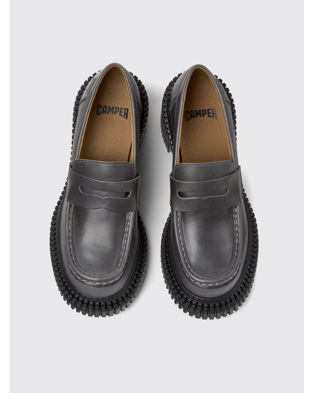 Camper Gray Pix London Leather Loafers