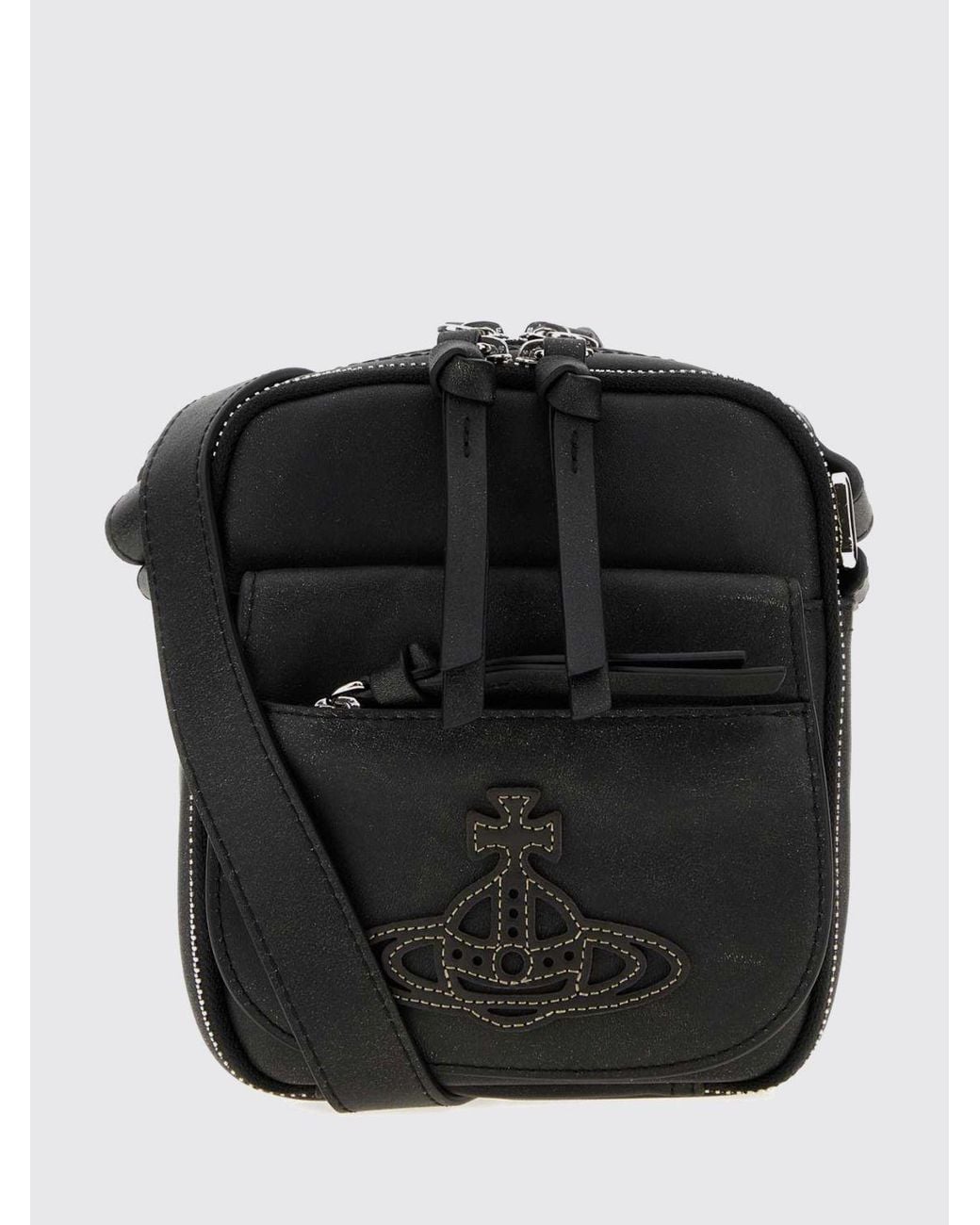 Vivienne Westwood Black Eton Mini Leather Crossbody Bag With Orb Logo