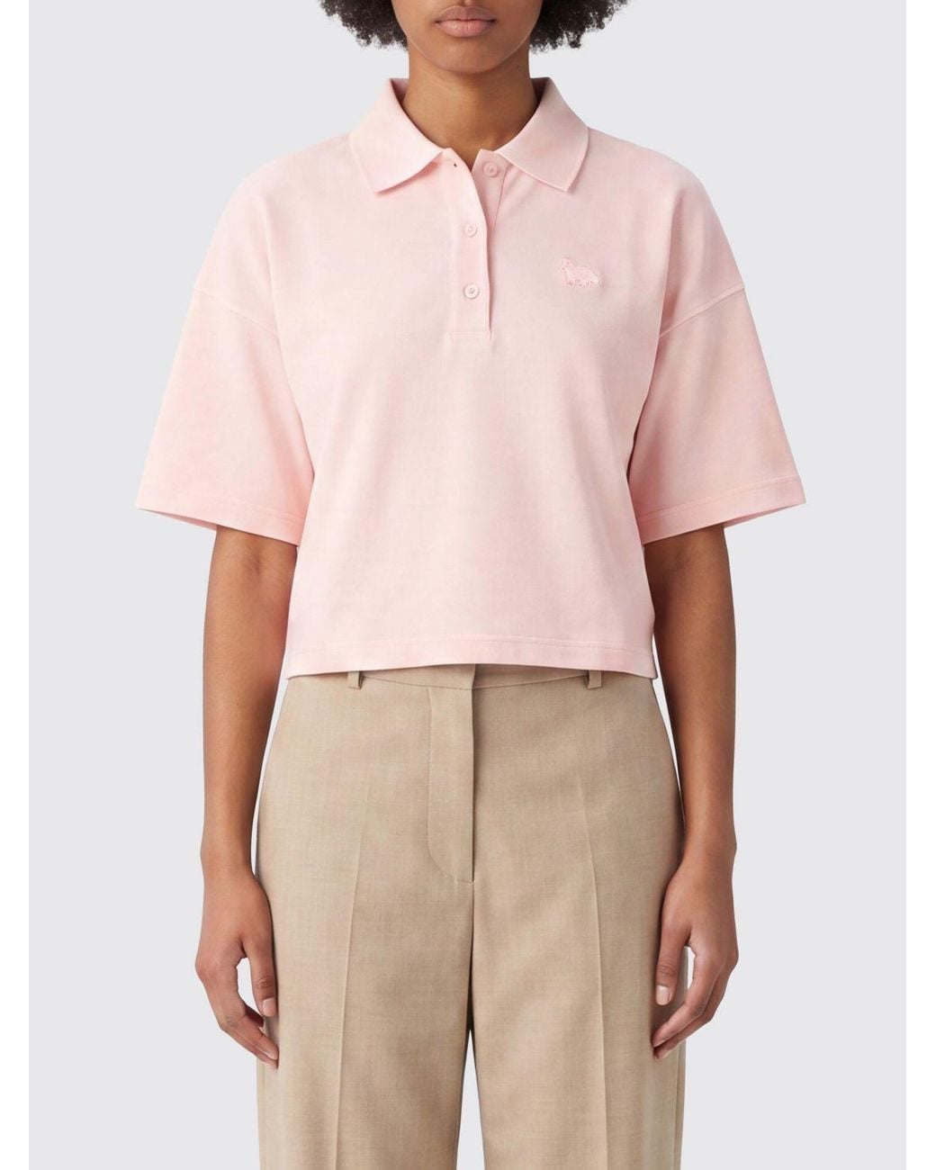 Maison Kitsuné Pink Maison KitsunÉ Organic Cotton Polo Shirt With Tone-On-Tone Logo