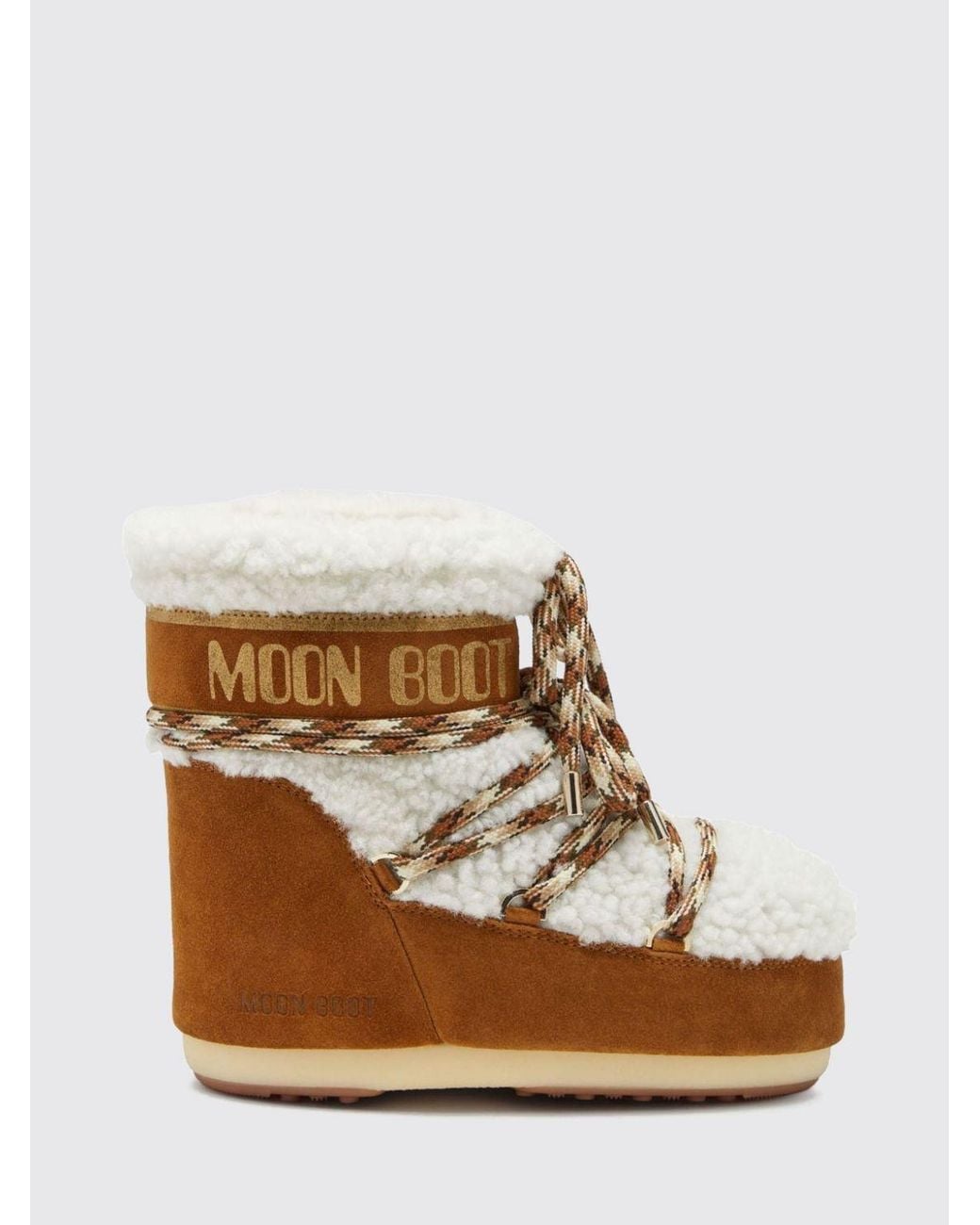 Moon Boot Brown Icon Low Shearling And Suede Snow Boots