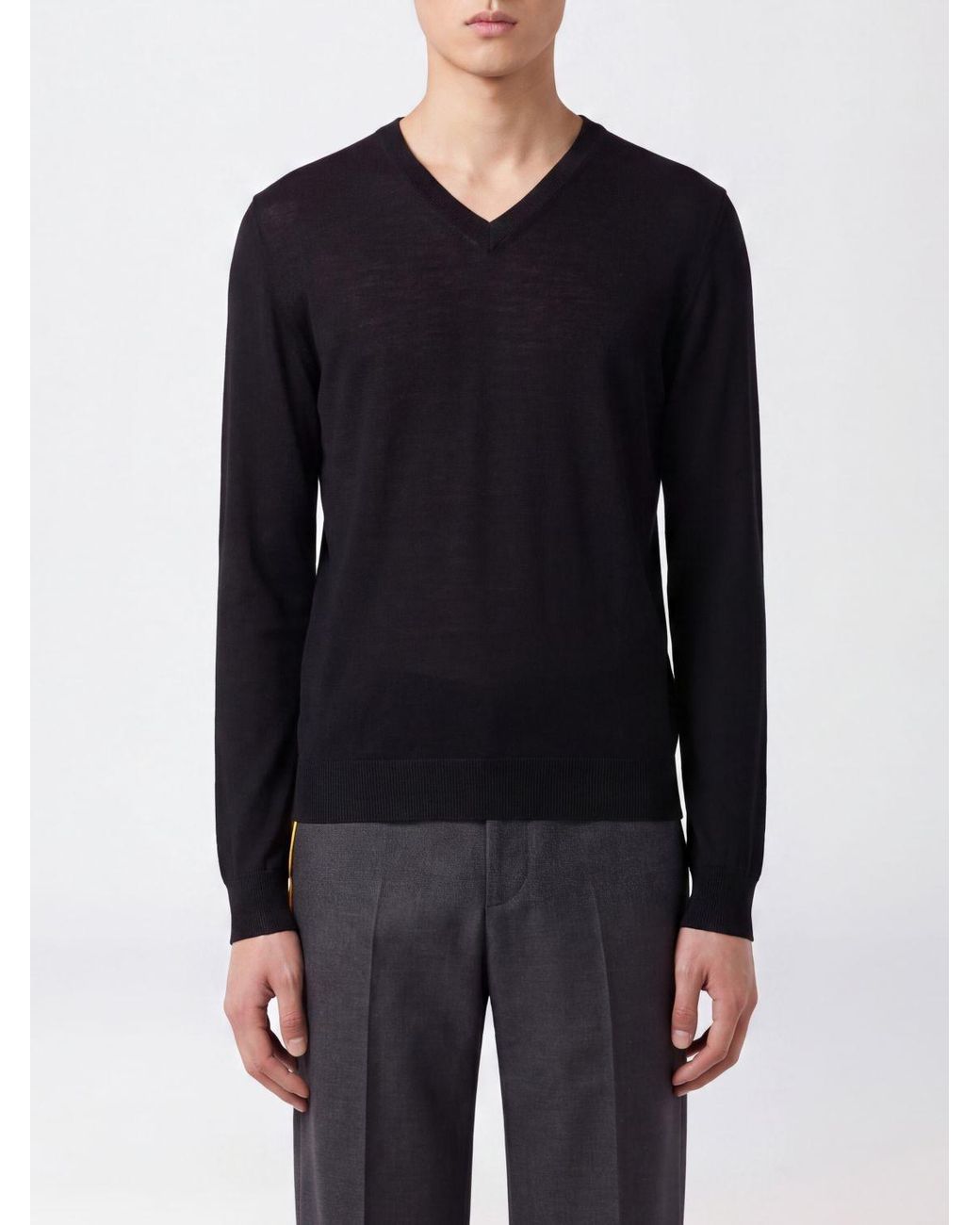 Fendi Blue V-Neck Virgin Wool Jumper for men