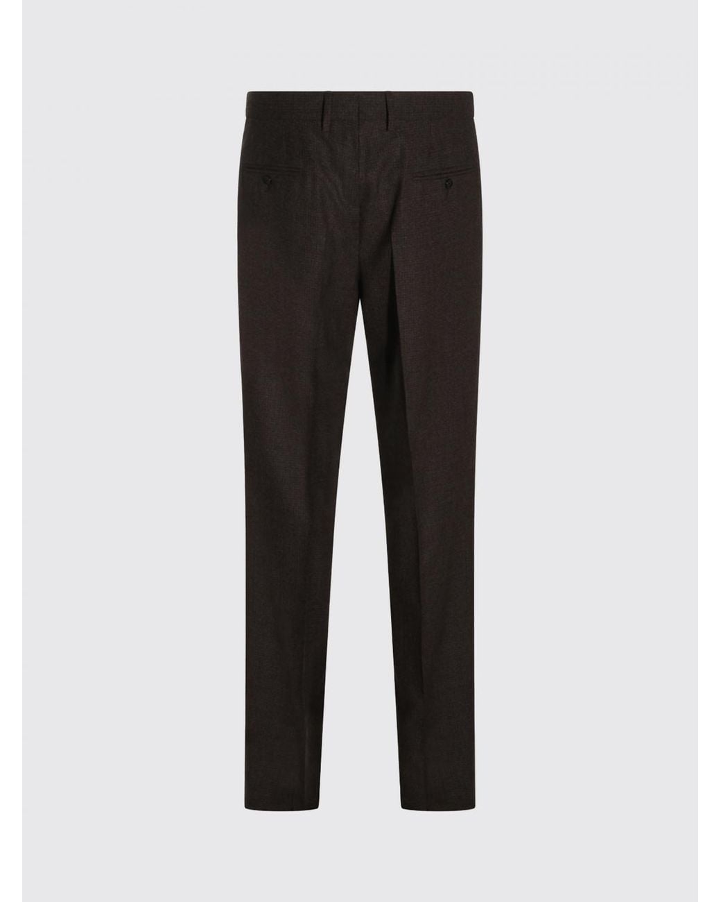 Lardini Brown Slim Fit Virgin Wool Tailored Trousers With Off-Centre Closure for men