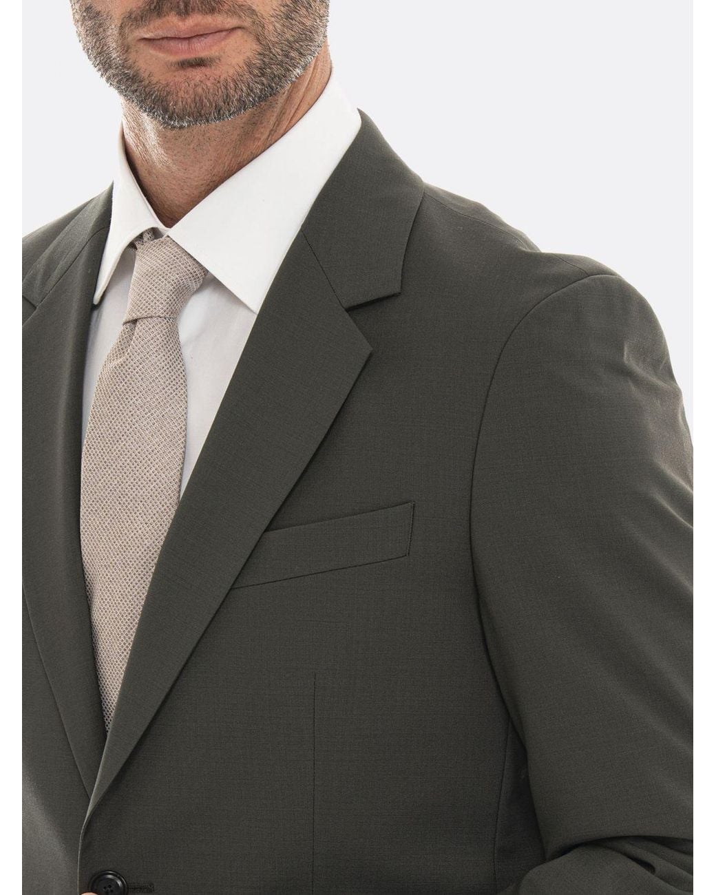 Boss Gray Single-Breasted Stretch Virgin Wool Suit With Classic Lapels for men