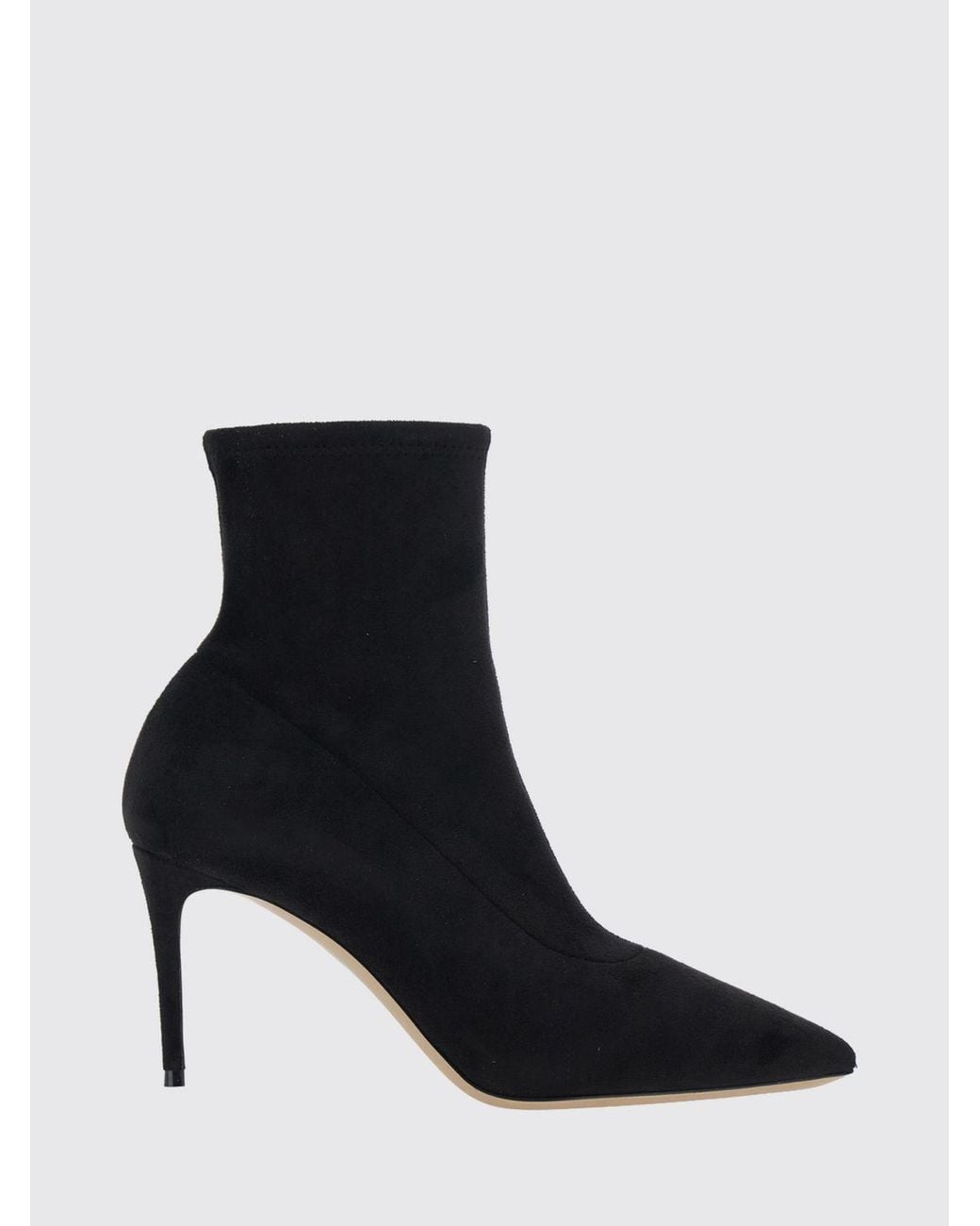 Casadei Black Julia Stretch Fabric Ankle Boots With Stiletto Heel And Almond Toe