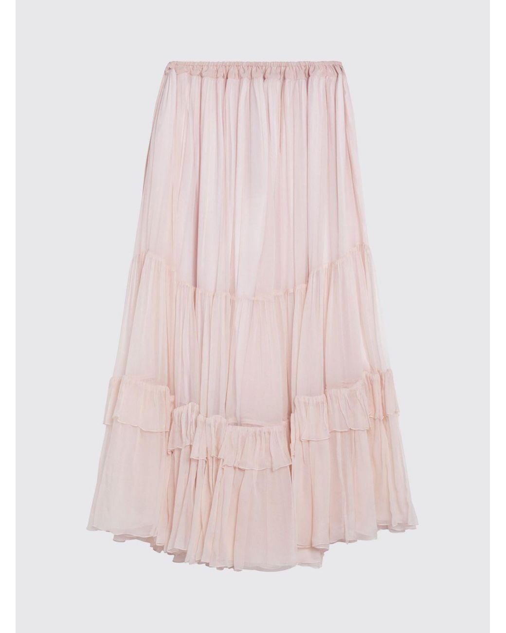 Chloé Pink ChloÉ High-Waisted A-Line Silk Midi Skirt With Elasticated Waist