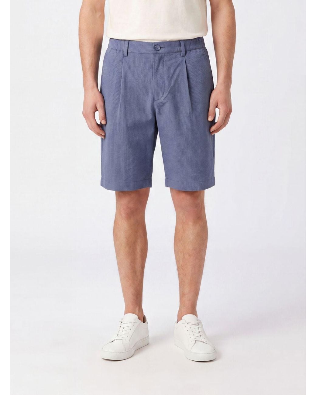 Herno Blue Crêpe Chino Shorts With Belt Loops for men