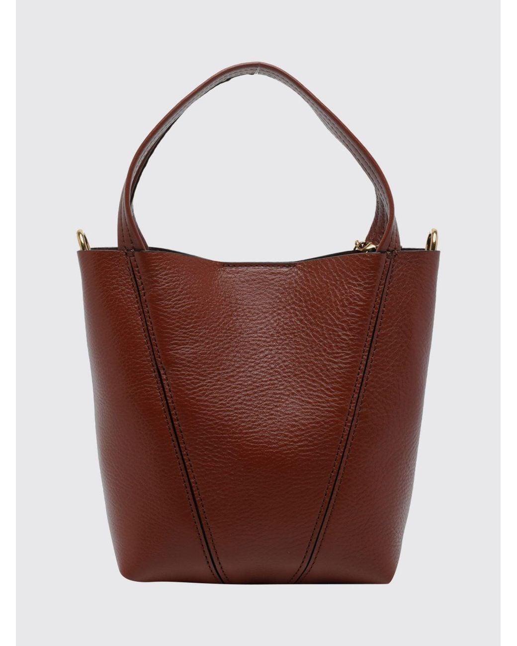 Chloé Brown ChloÉ Spin Mini Grained Calfskin Handbag With Ring Detail