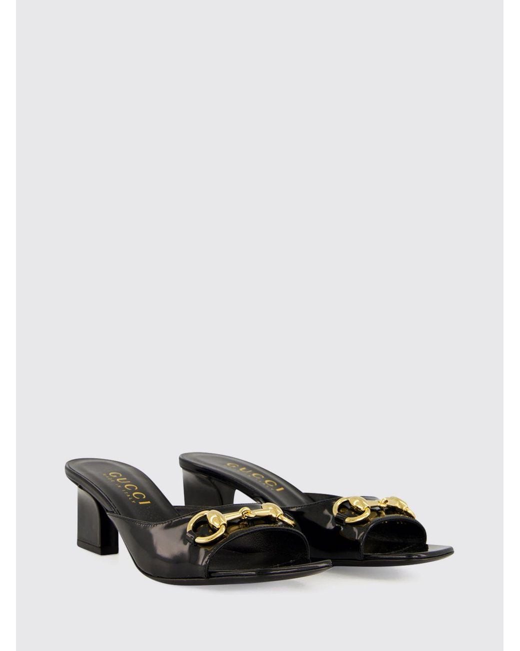 Gucci Black Signora Brushed Calfskin Mules With Horsebit Detail And Mid Heel