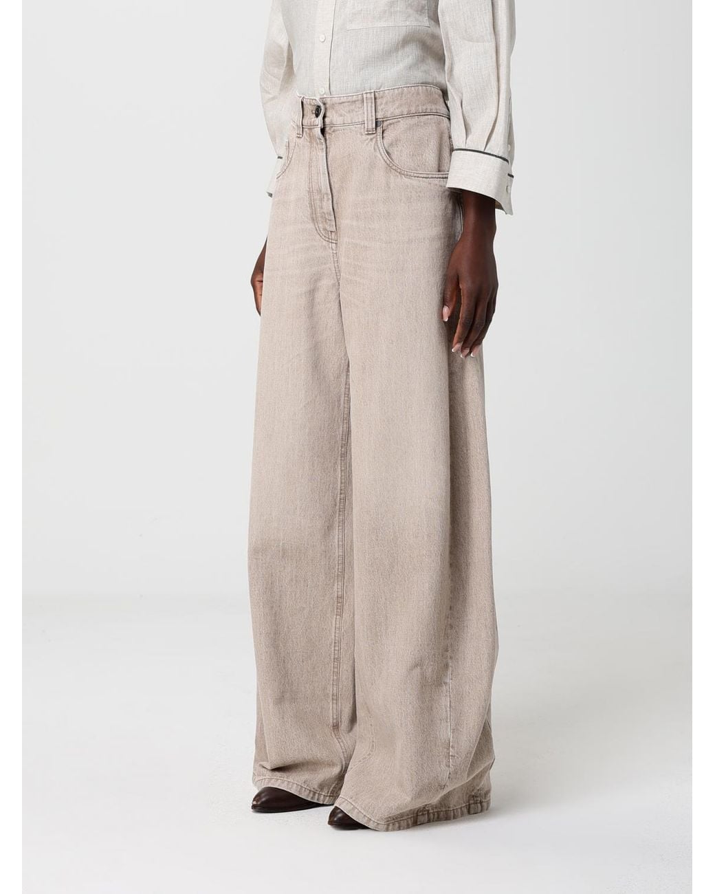 Brunello Cucinelli Natural Cotton Denim Palazzo Jeans