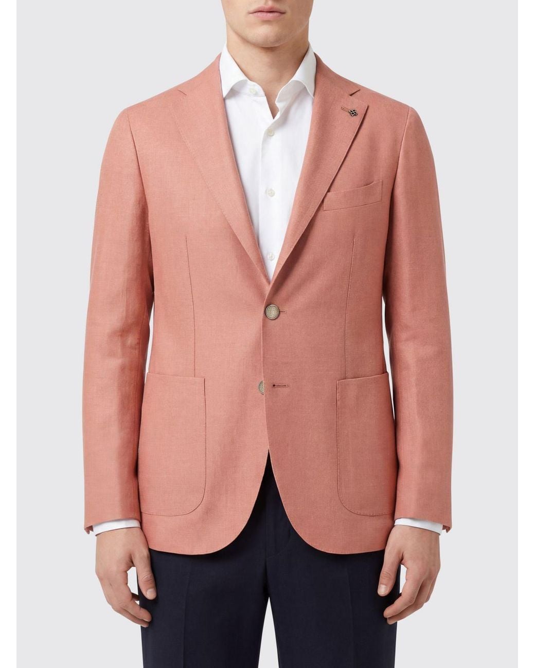 Tagliatore Pink Single Breasted Virgin Wool Blend Blazer for men