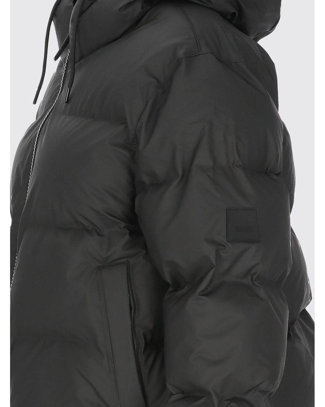 Rains Black Short Waterproof Quilted Jacket