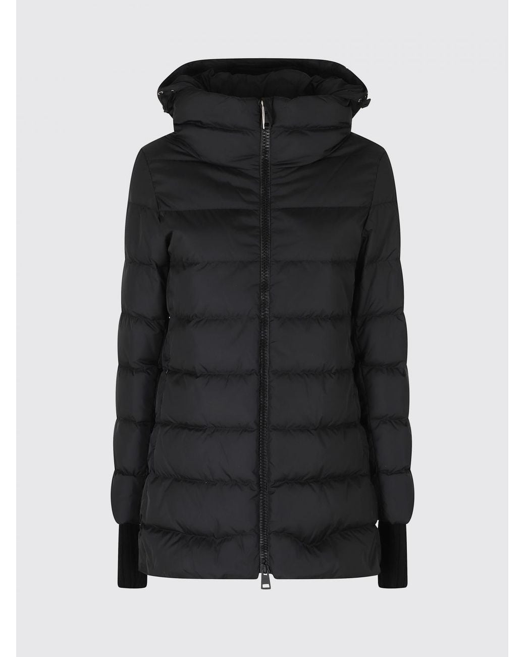 Herno Black A-Shape Short Water-Repellent Nylon Down Jacket With Hood