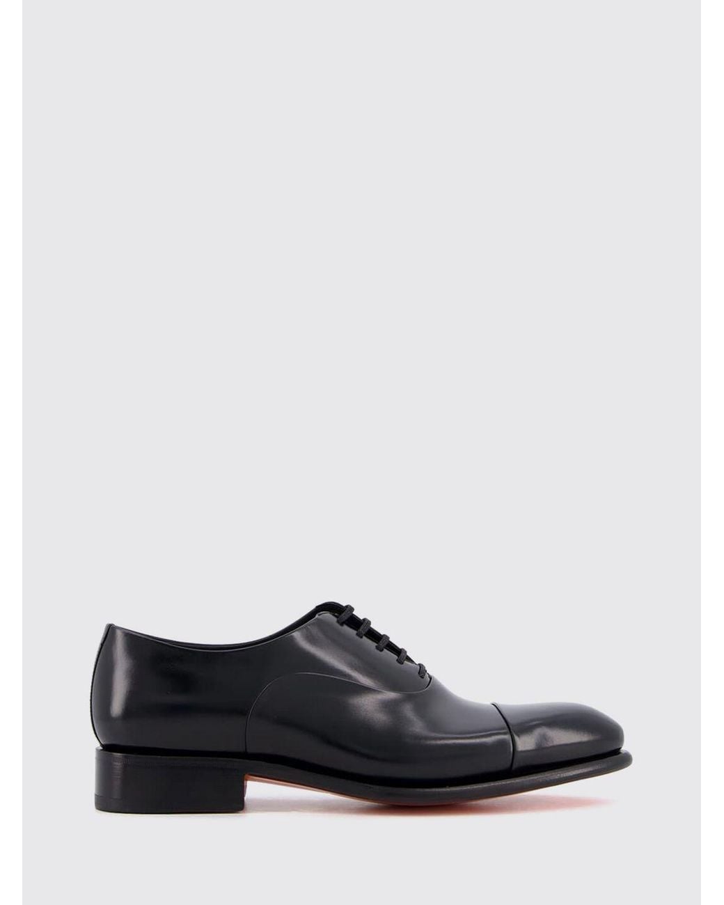 Santoni White Elegant Smooth Leather Oxford Shoes With Leather Sole for men