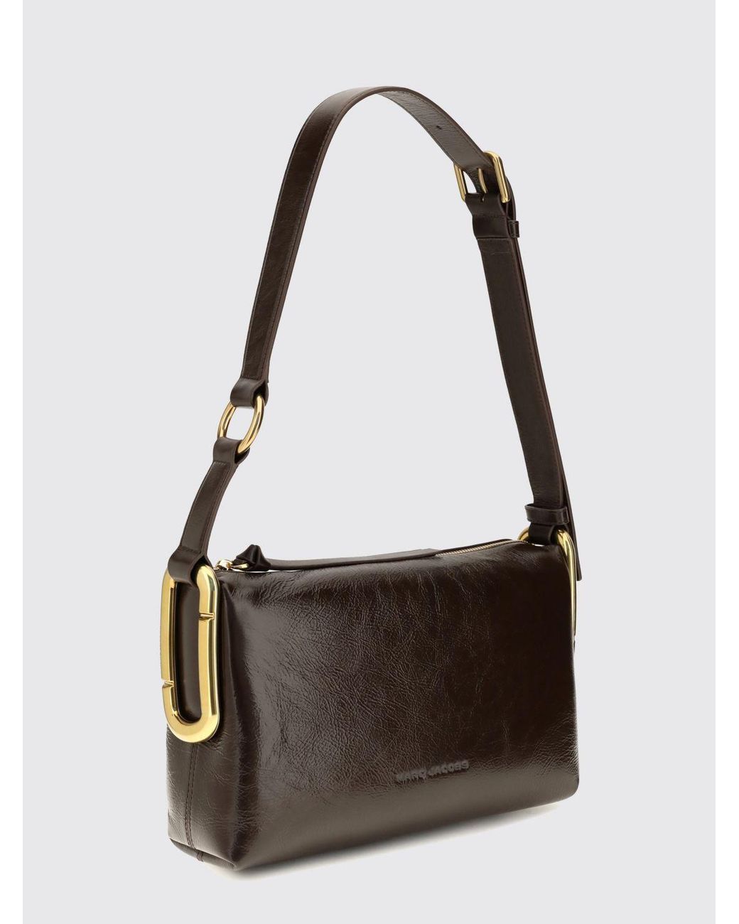 Marc Jacobs Black Scene Calfskin Leather Shoulder Bag With Embossed Logo