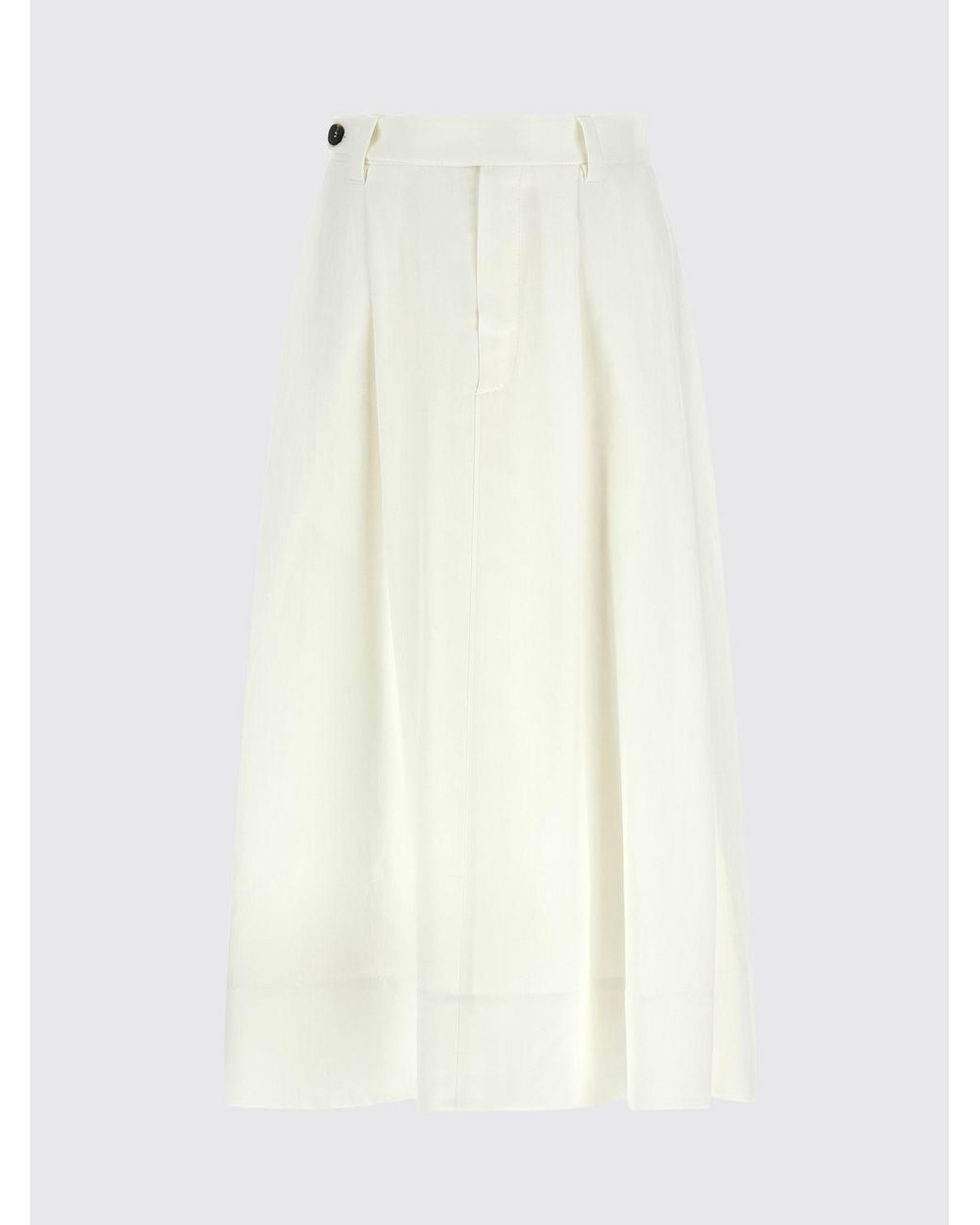 Brunello Cucinelli White Long Linen Blend Skirt