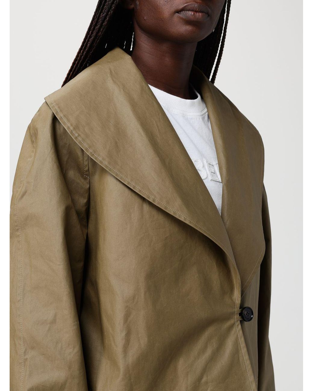 Burberry Green Waxed Cotton And Wool Jacket With Belt